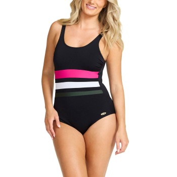 Damella Annabella Chlorine Resistent Swimsuit Sort/Rosa polyester 38 Dame