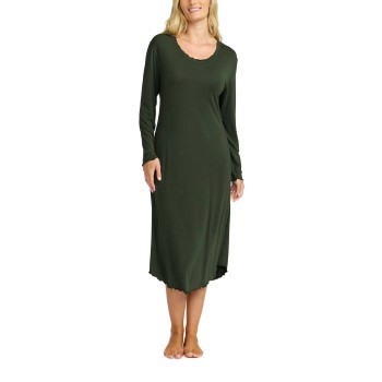 Damella Bamboo Plain Long Sleeve Nightdress Oliven Bambus Large Dame