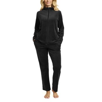 Damella Velour Plain Suit Sort Medium Dame