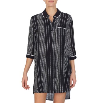 DKNY Color Theory Sleepshirt Sort stribet viskose Small Dame