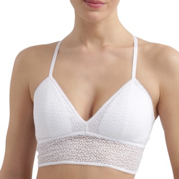 DKNY BH Modern Lace Racerback Longline Bralette Hvid nylon Small Dame