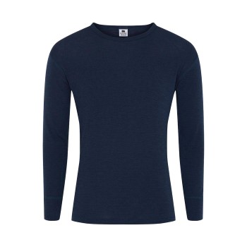 Dovre Wool Long Sleeve T-Shirt Marineblå uld Medium Herre