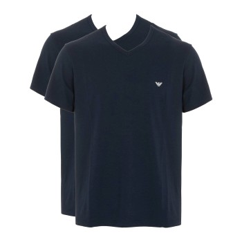 Emporio Armani Armani Cotton V-neck T-shirts 2P Marineblå bomuld X-Large Herre