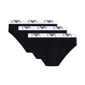 Emporio Armani Armani Stretch Jersey Briefs With Logo 3P Sort bomuld Medium Herre