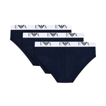 Emporio Armani Armani Stretch Jersey Briefs With Logo 3P Marineblå bomuld Small Herre