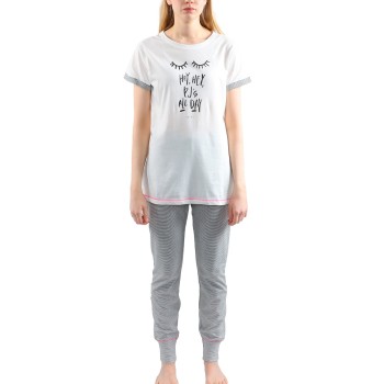 Esprit Anna Pyjamas Set Sort/Hvid bomuld 42 Dame