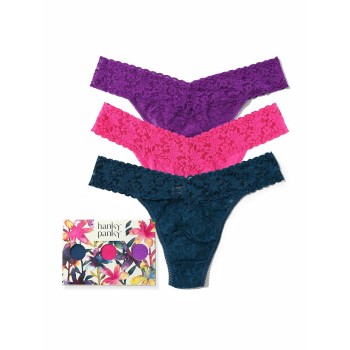 Hanky Panky Trusser 3P Signature Lace Original Rise Thong Flerfarvet nylon One Size Dame