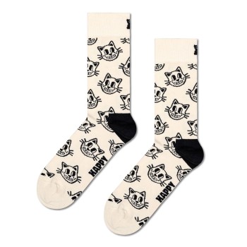 Happy socks Strømper Cat Sock Hvid/Sort Str 36/40