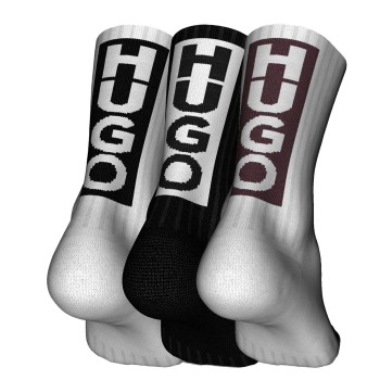 HUGO Strømper 3P Back Label Socks Hvid/Sort Str 43/46