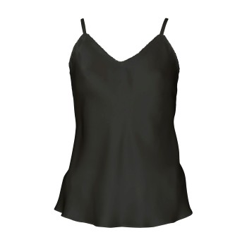 Lady Avenue Pure Silk Camisole With Cording Sort silke Small Dame