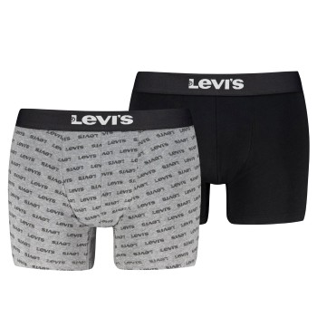 Levis 2P Men Logo Boxer Briefs Grå/Sort bomuld Small Herre