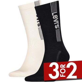 Levis Strømper 2P Sport Logo Regular Cut Sock Sort/Hvid Str 39/42 Herre