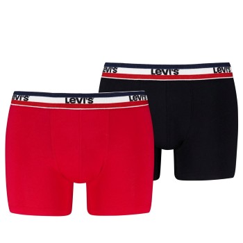 Levis 2P Sportswear Logo Base Boxer Sort/Rød bomuld Medium Herre