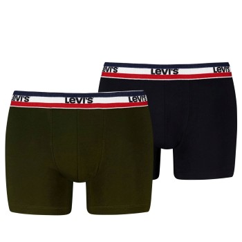 Levis 2P Sportswear Logo Base Boxer Sort/Grøn bomuld X-Large Herre