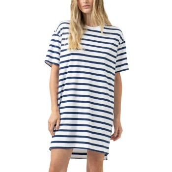 Mey Breezy Stripes Short Sleeve Sleepshirt Hvid/Marine bomuld Small Dame