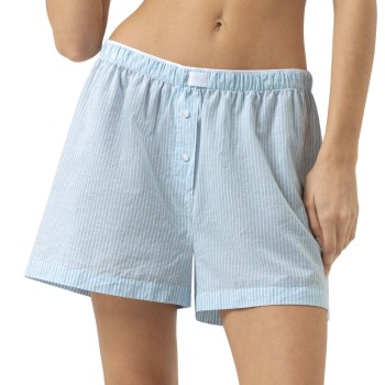 Mey Cotton Stripes Lounge Shorts Hvid/Lyseblå bomuld X-Small Dame