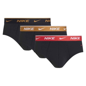 Nike 3P Everyday Essentials Cotton Stretch Hip Brief Rød/Sort bomuld Small Herre