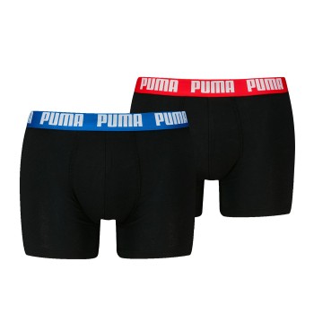 Puma 2P Men Everyday Basic Boxer Sort/Rød bomuld Medium Herre