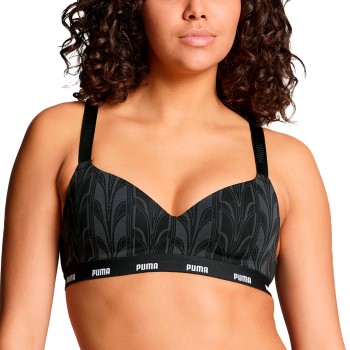 Puma BH Printed Padded Top Sort bomuld X-Large Dame