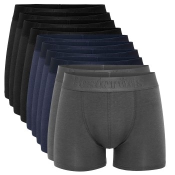 Resteröds 10P Gunnar Bamboo Boxer Brief Grå/Blå Large Herre