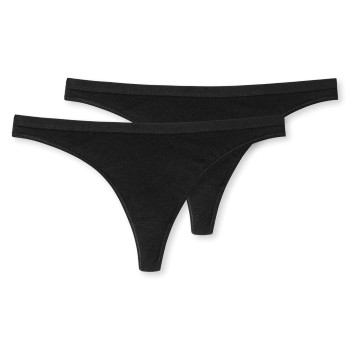 Schiesser Trusser 2P 95-5 Organic Cotton Thongs Sort økologisk bomuld XX-Large Dame