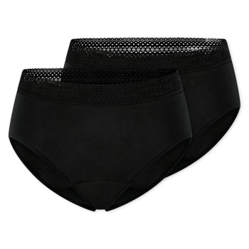 Schiesser Trusser 2P Care Retro Period Pants Sort bomuld 48 Dame