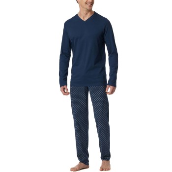 Schiesser Casual Essentials Long Sleeve Pyjamas Marineblå bomuld Medium Herre