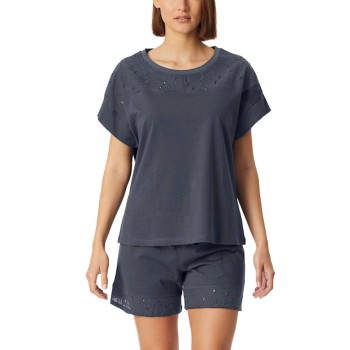 Schiesser Casual Nightwear Short Pyjama Set Mørkgrå  bomuld 38 Dame