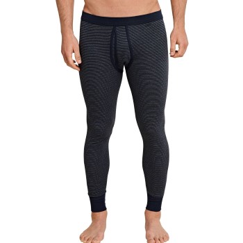 Schiesser Lange Underbukser Classic Daywear Long Underpants With Fly Mørkblå bomuld 4XL Herre