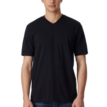 Schiesser 2P Essentials American T-shirts V-neck Sort bomuld Small Herre