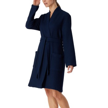 Schiesser Essentials Waffle Bathrobe Mørkblå bomuld X-Large Dame