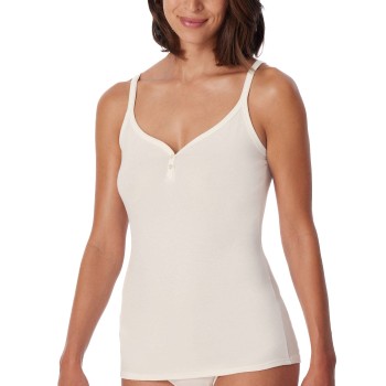 Schiesser Fine Rib Spaghetti Top Champagne bomuld Small Dame