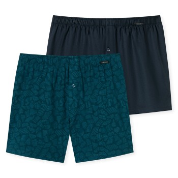 Schiesser 2P Leg Flattering Boxer Shorts Blå Mønster bomuld X-Large Herre