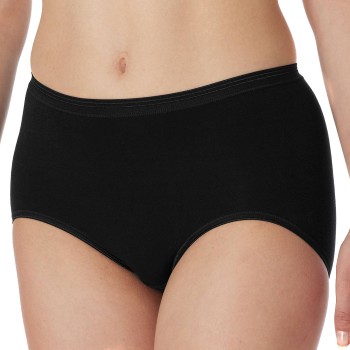 Schiesser Trusser Luxury Brief Sort bomuld Large Dame