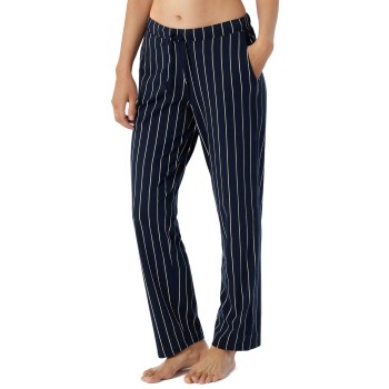 Schiesser Mix and Relax Jersey Long Lounge Pants Marine Stribet bomuld 38 Dame
