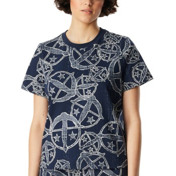 Schiesser Mix and Relax Short Sleeve Shirt Mørkblå bomuld Medium Dame