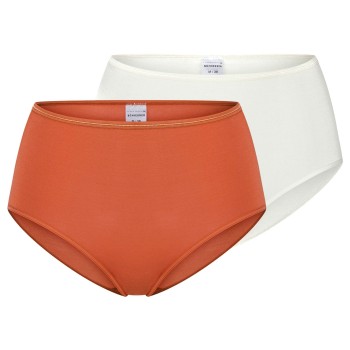 Schiesser Trusser 2P Modal Essentials Midi Slips Orange/Hvid modal 46 Dame