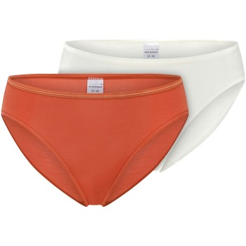 Schiesser Trusser 2P Modal Essentials Tai Colored Orange/Hvid modal 44 Dame