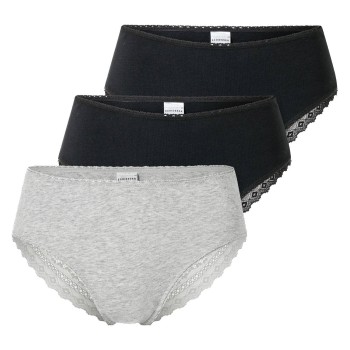 Schiesser Trusser 3P Modern Brazillian Slips Sort/Grå bomuld 44 Dame