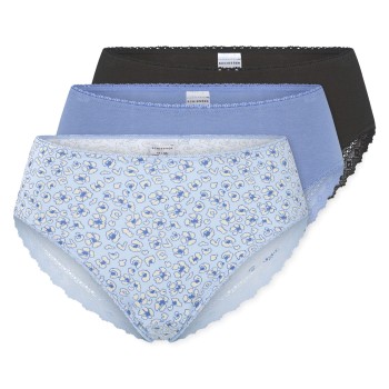 Schiesser Trusser 3P Modern Brazillian Slips Sort/Blå bomuld 38 Dame