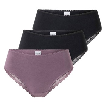 Schiesser Trusser 3P Modern Brazillian Slips Violet/Sort bomuld 44 Dame
