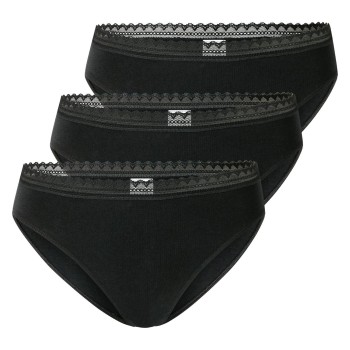 Schiesser Trusser 3P Modern Lace Rio Briefs Sort bomuld 40 Dame
