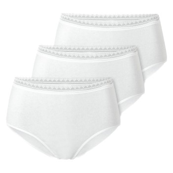 Schiesser Trusser 3P Modern Lace Rio Midi Brief Hvid bomuld 40 Dame