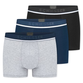 Schiesser 3P Organic Cotton Woven Boxer Brief Mørkblå bomuld Medium Herre