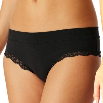 Schiesser Trusser Unique Cotton Lace Brazilian Brief Sort bomuld X-Large Dame