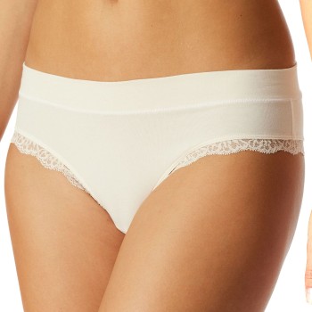 Schiesser Trusser Unique Cotton Lace Brazilian Brief Creme bomuld 46 Dame