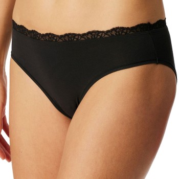 Schiesser Trusser Unique Cotton Rio Brief With Lace Sort bomuld 46 Dame
