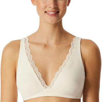 Schiesser BH Unique Cotton Soft Bra With Lace Creme bomuld B 80 Dame