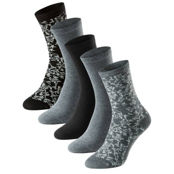 Schiesser Strømper 5P Women Blue Bird Socks Sort/Grå Str 39/42 Dame