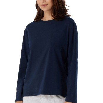 Schiesser Women Mix and Relax Long Sleeved Shirt Mørkblå bomuld 46 Dame